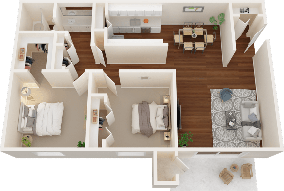Enclave at Tiber Station Apartments 2 Bedroom Floorplan
