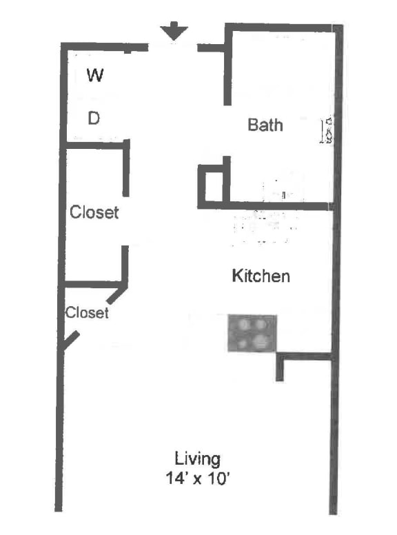 a floor plan of a house with two rooms