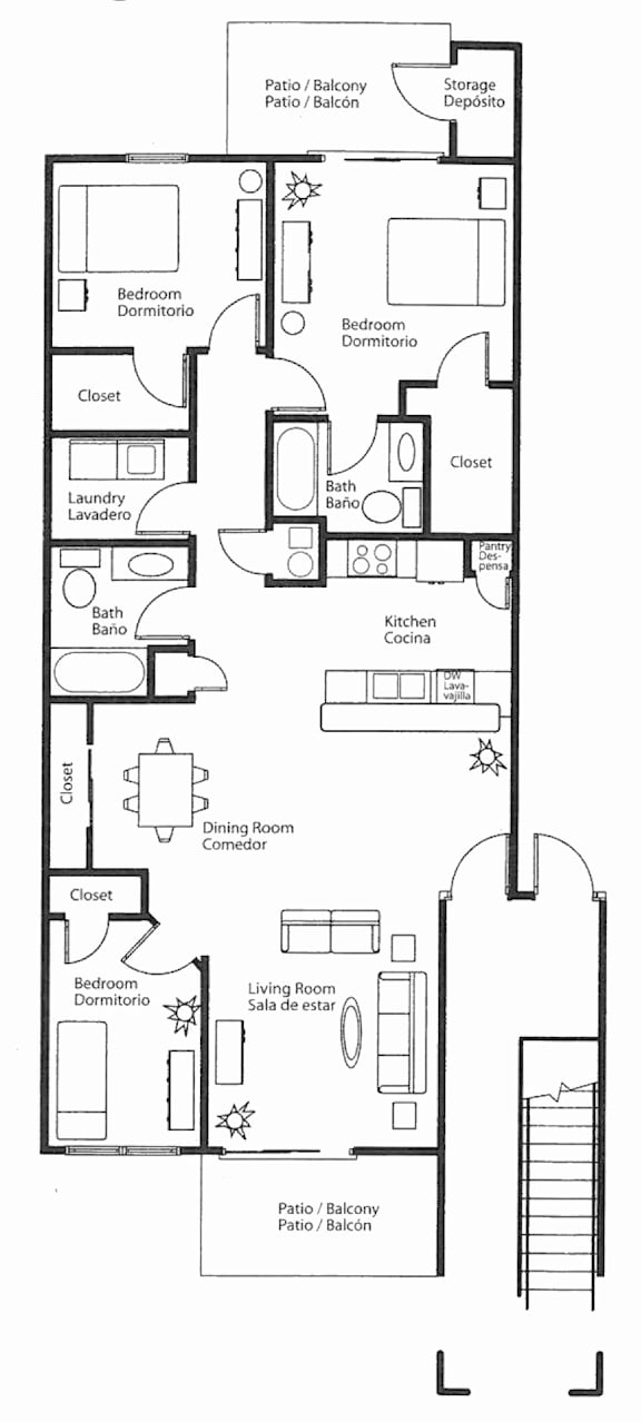 A black and white image of a floor plan for a house.