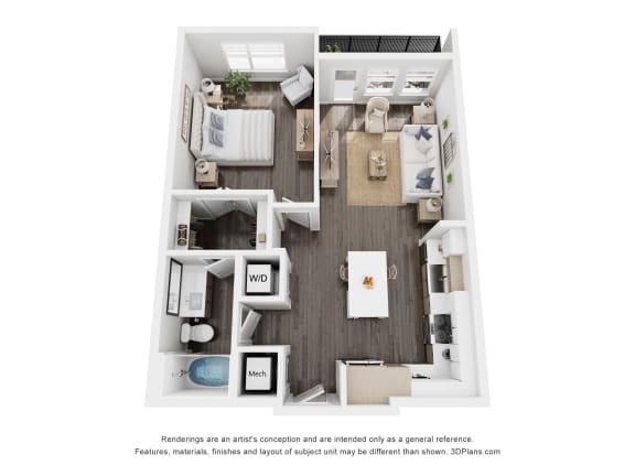 a 3 bedroom floor plan with a bedroom and a living room