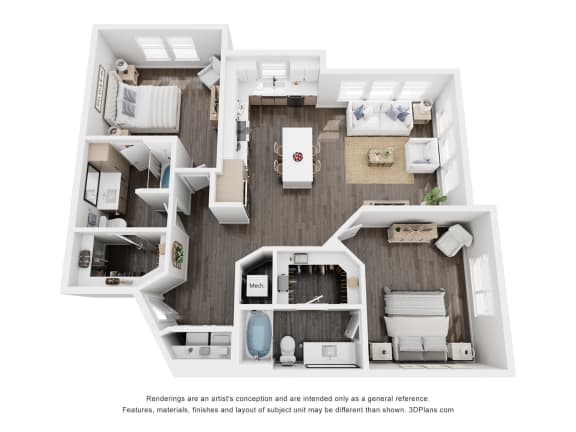 a 1 bedroom floorplan is shown in this illustration