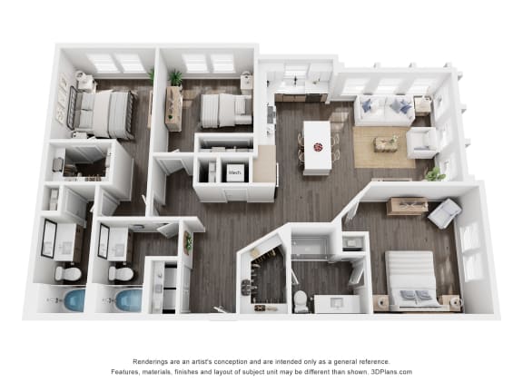 a234 floor plan  1 bedroom  1199 square feet