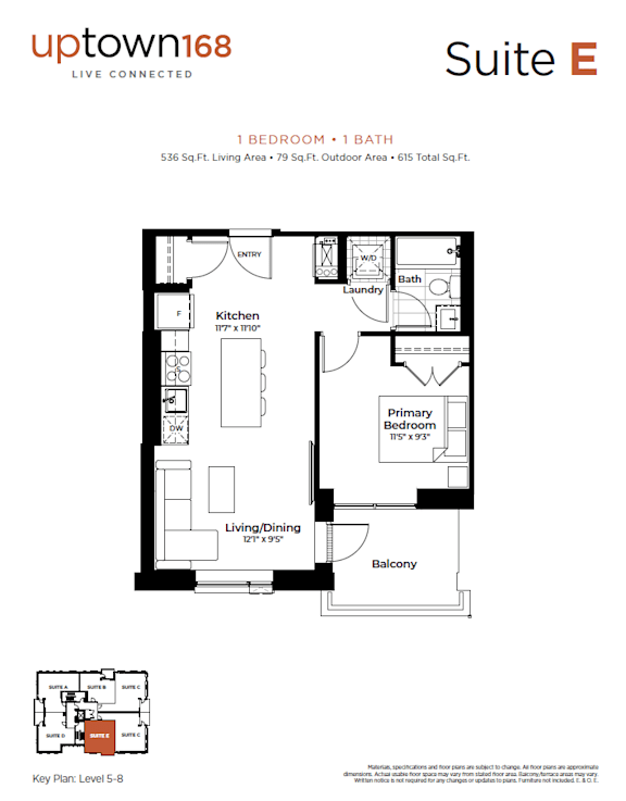 the floor plan of suite e