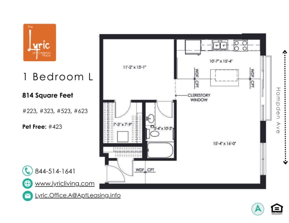 a floor plan of the 1 bedroom unit