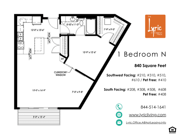 a floor plan of 1 bedroom unit
