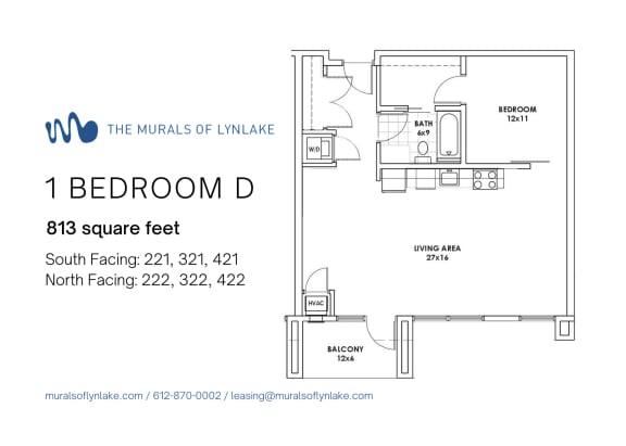 1 Bedroom D Floor Plan