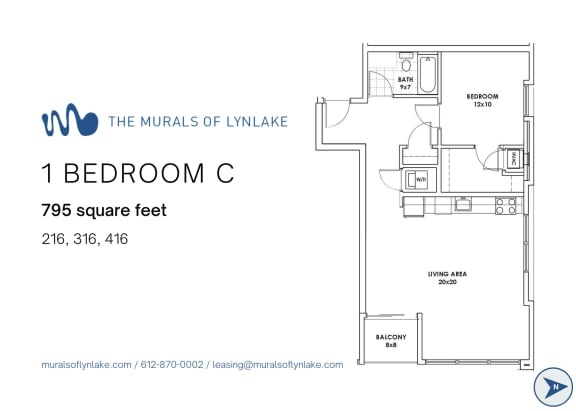 1BR C Floor Plan