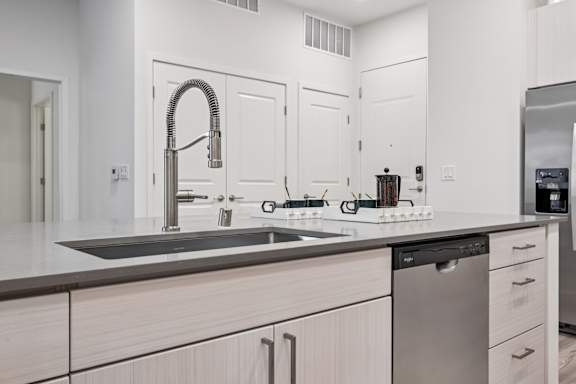 Kitchen with Steel Sink at Coya Apartments, Las Vegas, 89102