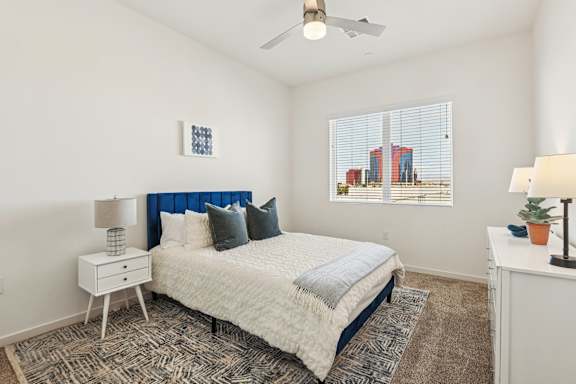 Carpeted Bedroom at Lura Vegas Apartments, Nevada