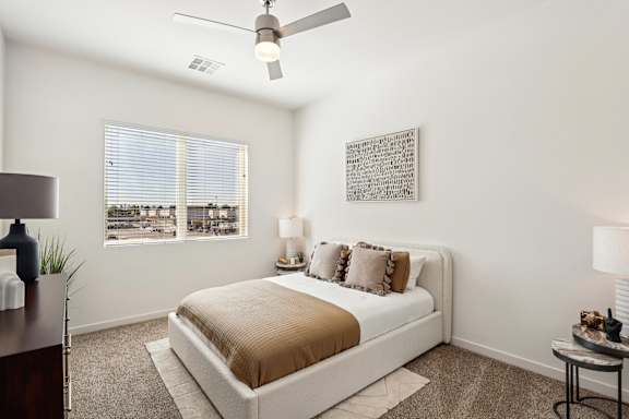 Ceiling Fan In Bedroom at Lura Vegas Apartments, Las Vegas