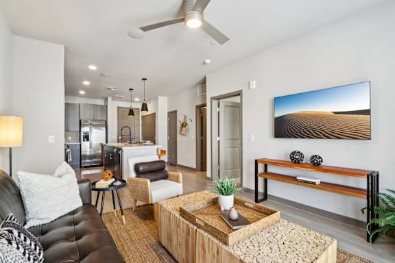 Living Room Come Kitchen View at The Rey Downtown Apartments, Phoenix