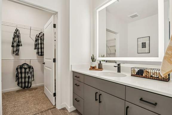Bathroom With Storage Area at Lura Vegas Apartments, Nevada