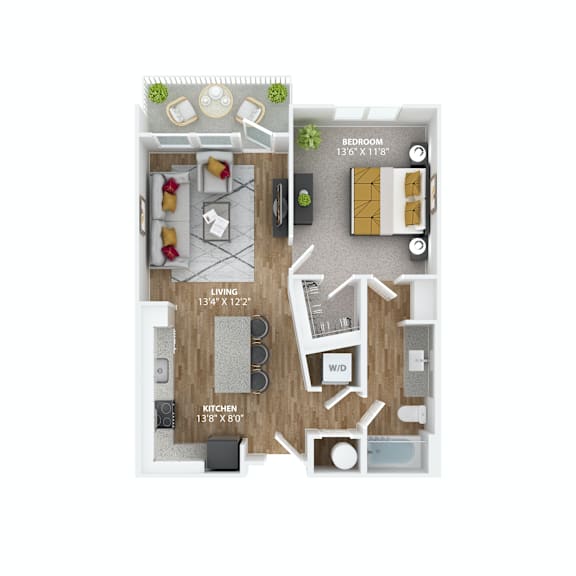 1 Bed A1 Floor Plan at The Alibi at Lake Lilly, Ocoee, Florida