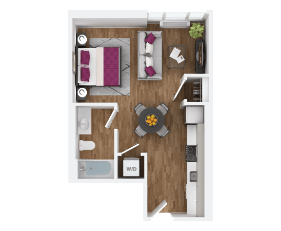 Studio 1 bath A at Hana Apartments, Oregon