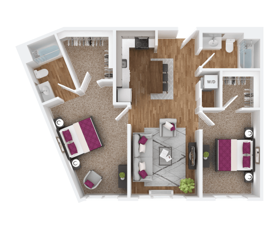 2 bedroom 2 bath B at Hana Apartments, Oregon