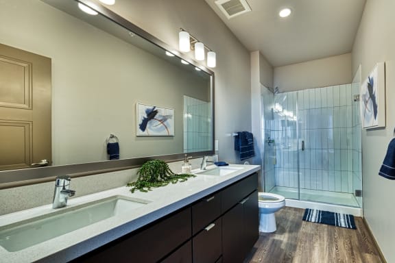Apartment bathroom at Cuvee Apartments, Glendale, AZ