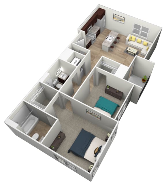 2 bedroom 2 bathroom Floor plan H at Brownstone Apartments, Las Vegas