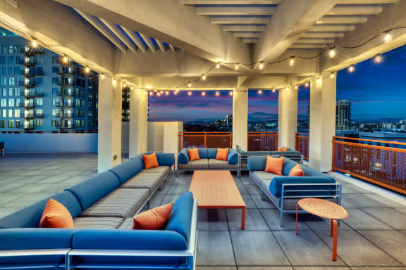 A Rooftop Lounge at The Rey Downtown Apartments, Phoenix