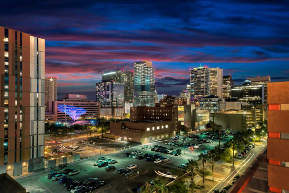 A Cityscape at Night at The Rey Downtown Apartments, Phoenix, 85003