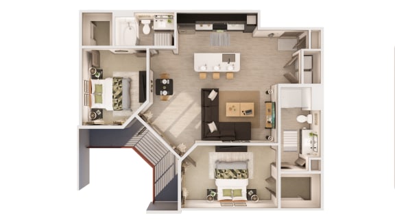 The Dean B3 Floor Plan at The Rey Downtown Apartments, Phoenix, Arizona
