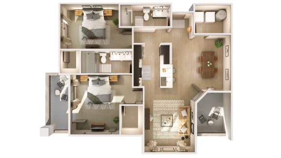 Floor Plan  1 bed room 1 bathroomSyrah B2 Floor Plan at Cuvee Apartments, Arizona, 85305