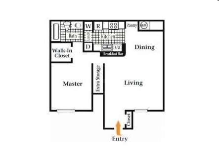 A diagram of a house layout with labeled rooms.