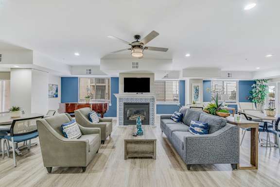 Clubroom With TV And Fireplace at Sable Ridge Senior Residences South, Colorado, 80239