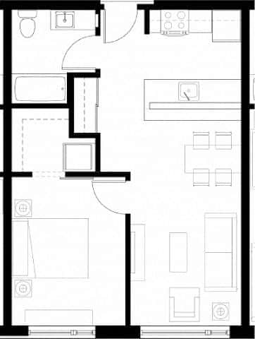A black and white image of a floor plan for a house.