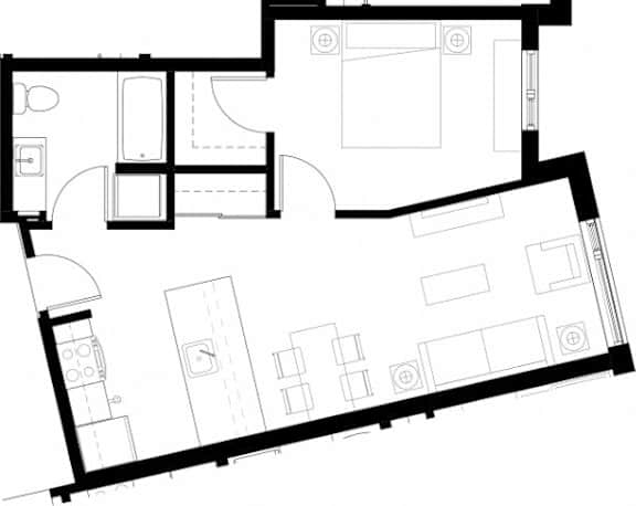 A black and white image of a floor plan for a house.