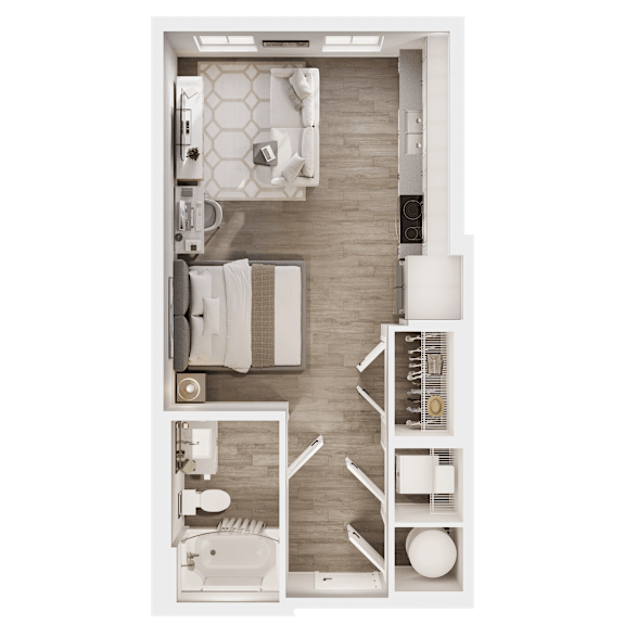 Studio Floor Plan at The Beverly, Bloomington, IN 47408