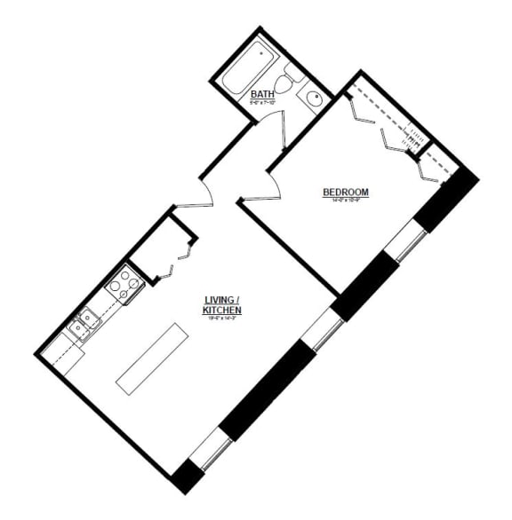 1 Bedroom A 1 Bath Floor Plan at The Argyle on Mass Ave, Indiana