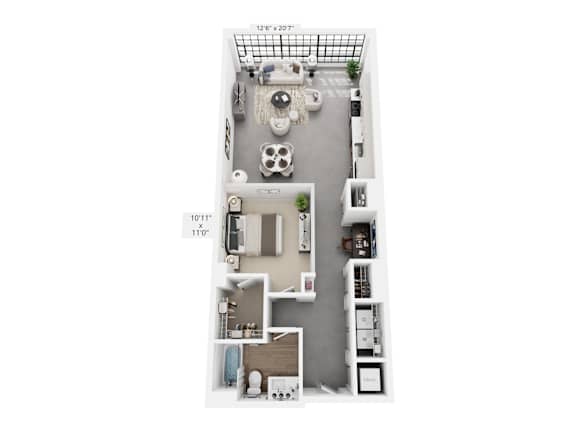 The Lucy – 924 sq ft 1-bedroom loft Cole Motor Indianapolis | rooftop terrace, cedar sauna, downtown