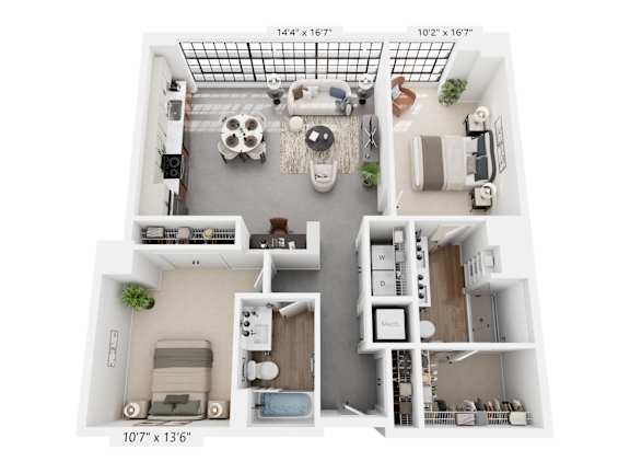 The Sheridan – 1,134 sq ft 2-bedroom 2-bath loft Cole Motor Indianapolis | near Fountain Square