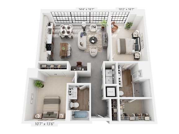 The Sheridan – 1,134 sq ft 2-bedroom 2-bath loft Cole Motor Indianapolis | near Fountain Square