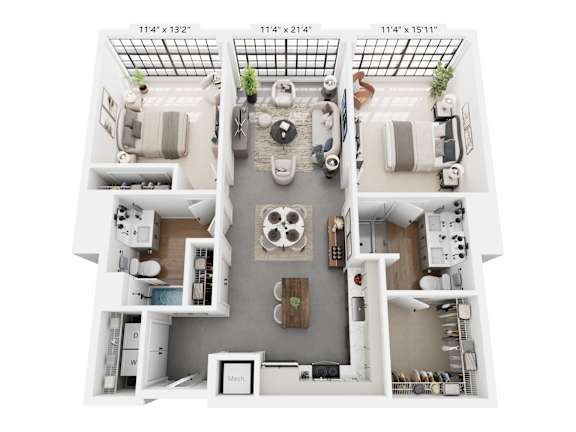 The Tarkington – 1,165 sq ft 2-bedroom 2-bath loft Cole Motor Indianapolis | Cole Noble District