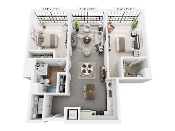 The Russell – 1,078 sq ft 2-bedroom 1-bath loft Cole Motor Indianapolis | near Gainbridge Fieldhouse