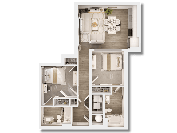 A detailed floor plan of a residential apartment layout.