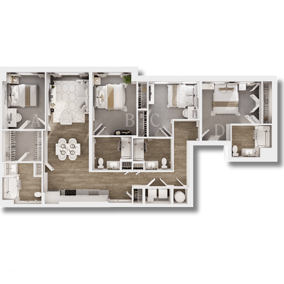 A floor plan of a house with labeled rooms.