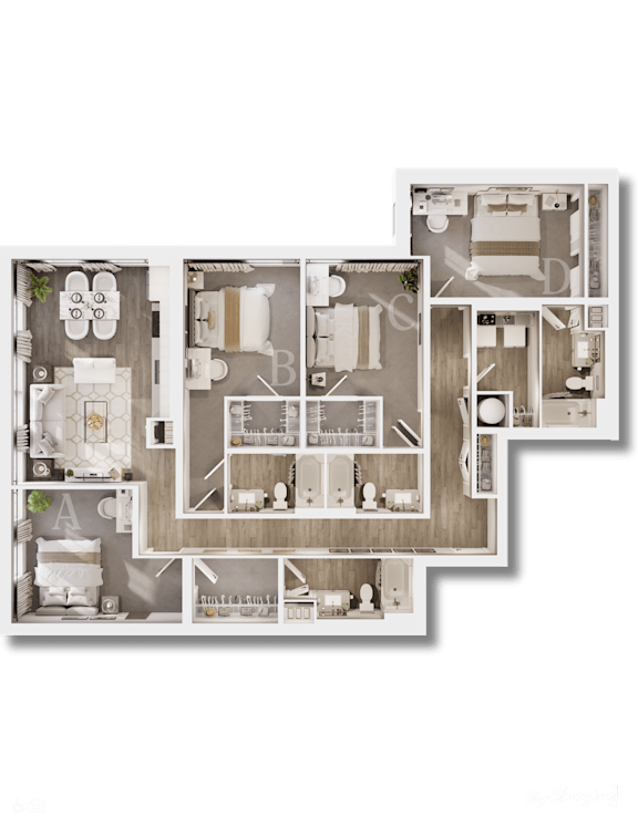 A detailed floor plan of a house with labeled rooms.