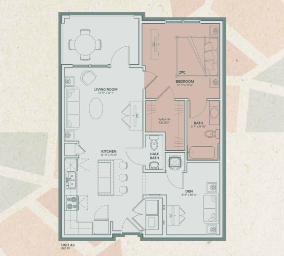 A3 Floor Plan at Mosaic at Levis Commons, Perrysburg, OH