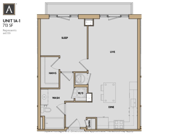 A one bedroom apartment at Aertson Midtown in Nashville, TN 37203