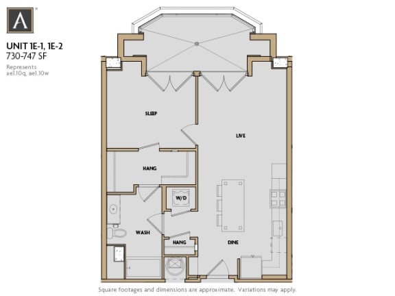 A one bedroom apartment at Aertson Midtown in Nashville, TN 37203