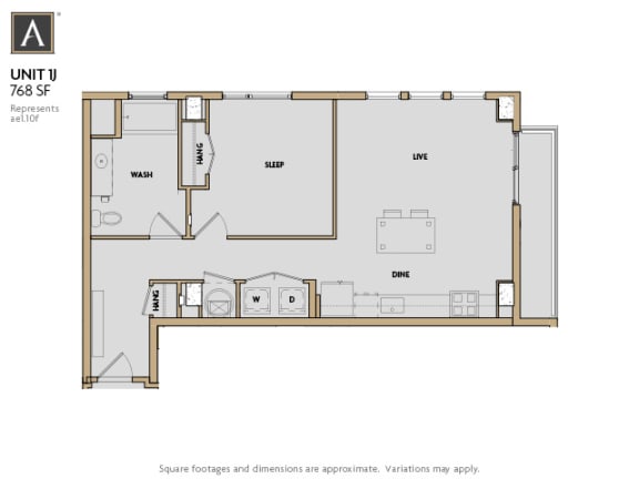 A one bedroom apartment at Aertson Midtown in Nashville, TN 37203