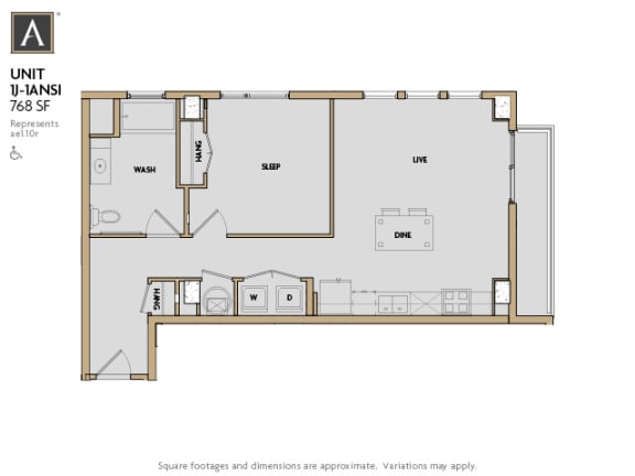 A one bedroom apartment at Aertson Midtown in Nashville, TN 37203