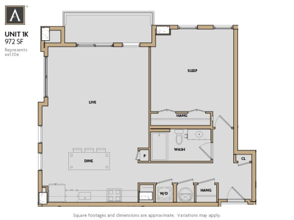 a floor plan of a unit with a bedroom and a living room