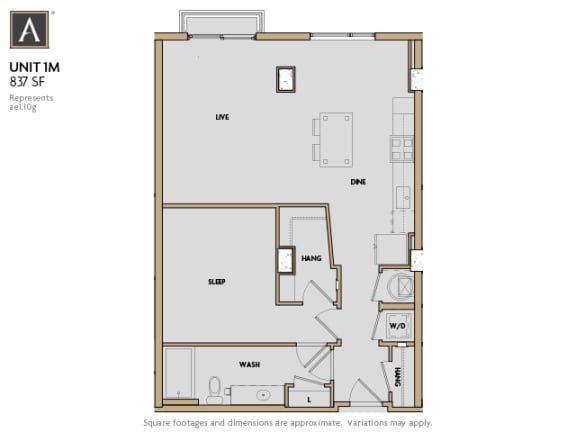 A one bedroom apartment at Aertson Midtown in Nashville, TN 37203