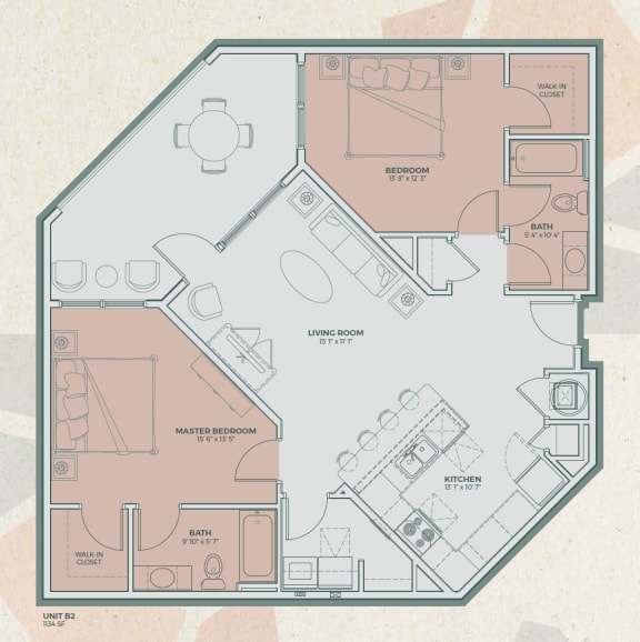 B2 Floor Plan at Mosaic at Levis Commons, Perrysburg, 43551