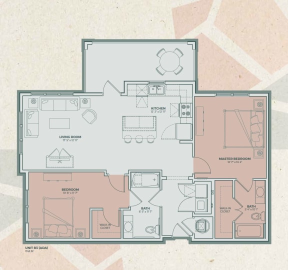 B3a Floor Plan at Mosaic at Levis Commons, Perrysburg, Ohio