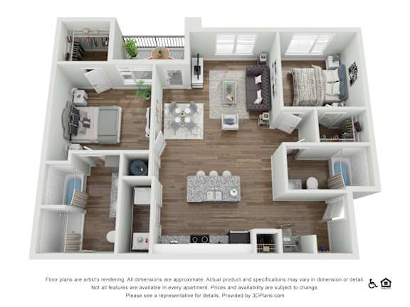 2 bed 2 bath E at Echo Park at Perry Crossing Apartments, Indiana, 46168