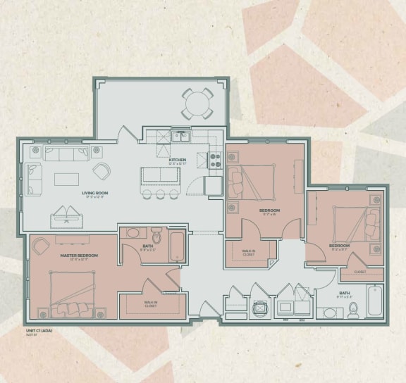 C1 ada Floor Plan at Mosaic at Levis Commons, Perrysburg, OH